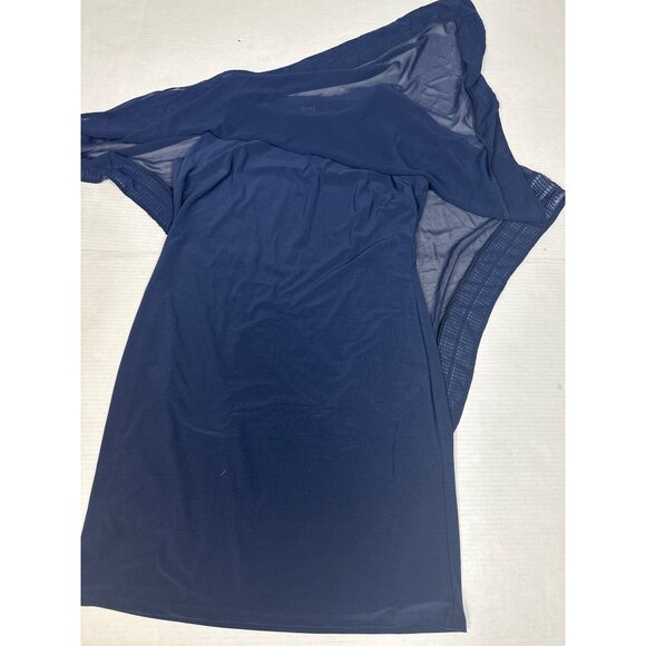 SLNY Womens size 12 Cold Shoulder Sheer Poncho Dress Blue - Picture 5 of 7
